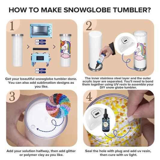 20oz Snow Globe Tumbler Sublimation or Sticker