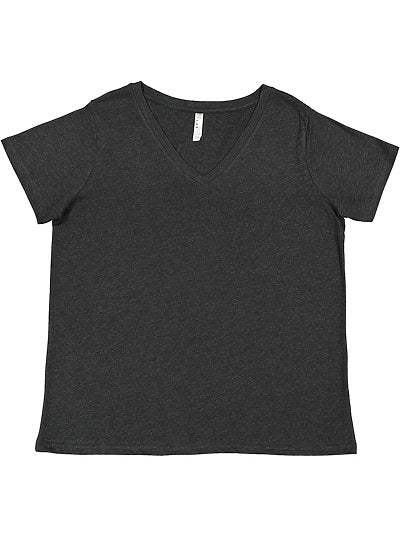 Women's Curvy V-neck Fine Jersey Tee LAT 3817