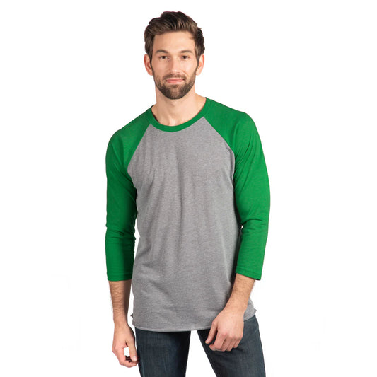 6051 Unisex Tri-Blend 3/4 Raglan T-Shirt Next Level SIZES X-LARGE, 2XL, & 3XL