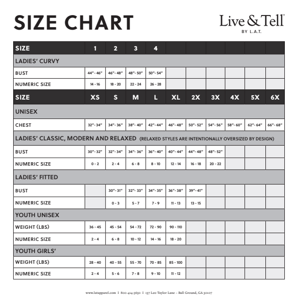 LAT Sizing Chart