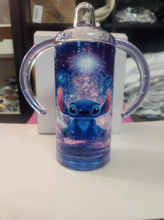 12 oz Sippy Cup Tumbler with Handles and 2 Lids, Metal Straw, and Cleaning Brush!