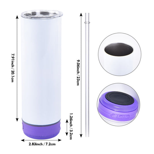 20oz Tumbler White with BlueTooth Speaker! Customize Yours Before They are Gone!!