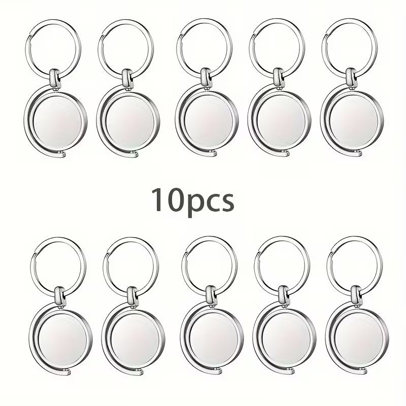 Sublimation Rotatable Double Sided Semi-Circle Keychain Silver in Color!