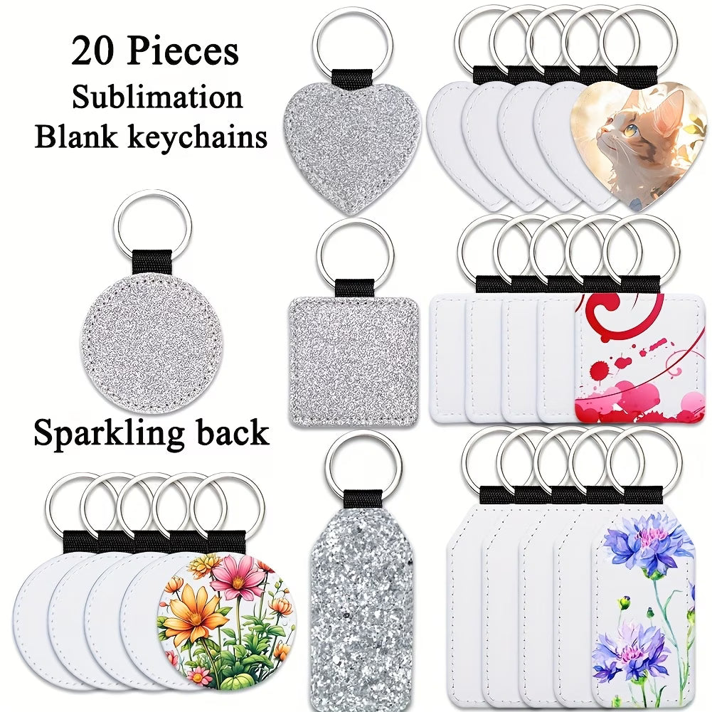 Customizable Silver Glitter Key Chain, One-Sided, Various Shapes Get Yours Now!!