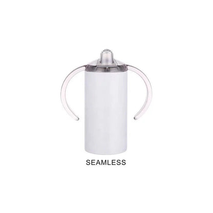 12 oz Sippy Cup Tumbler with Handles and 2 Lids, Metal Straw, and Cleaning Brush!