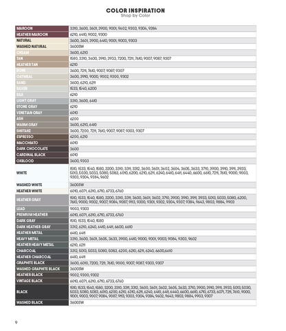 NEXT LEVEL APPAREL COLOR CARD