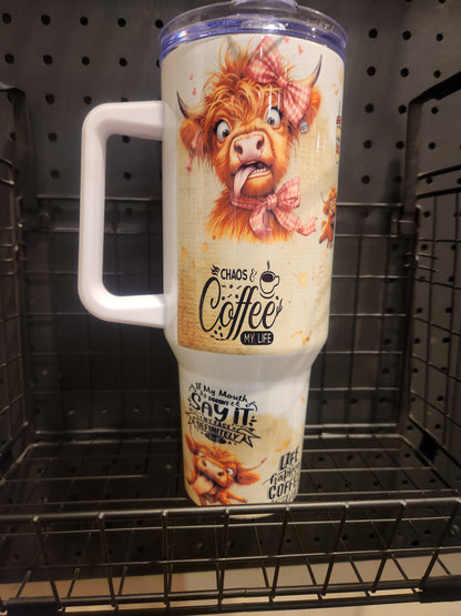 40oz Tumbler Great for those on the Go for Hot and Cold Beverages! Comes with Metal Straw & Cleaning Brush