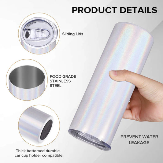 20oz Tumbler Holographic White Get your Customization on Today!