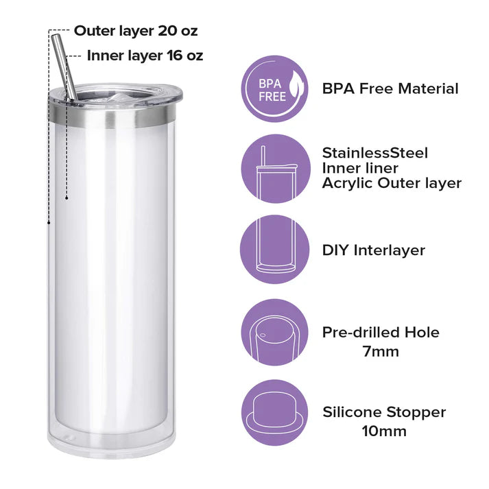 20oz Snow Globe Tumbler Sublimation or Sticker