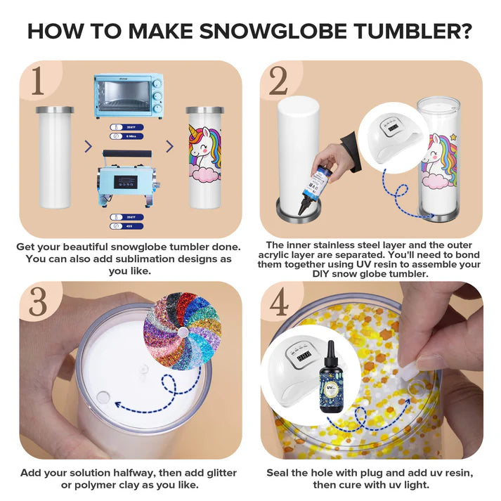 20oz Snow Globe Tumbler Sublimation or Sticker