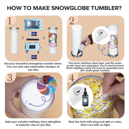 20oz Snow Globe Tumbler Sublimation or Sticker