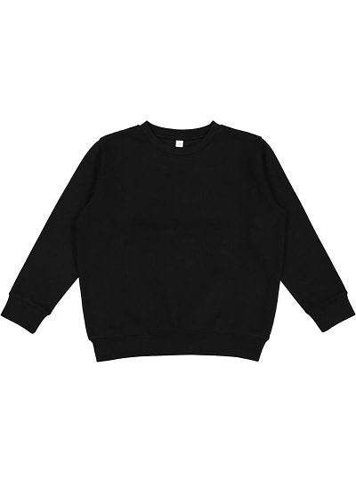 Youth Elevated Fleece Crew black classic crew neck sweatshirt with ribbed cuffs and bottom band