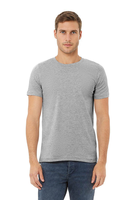 Unisex Heather CVC short sleeve crew neck t-shirt in heather gray, fitted style by Bella+Canvas