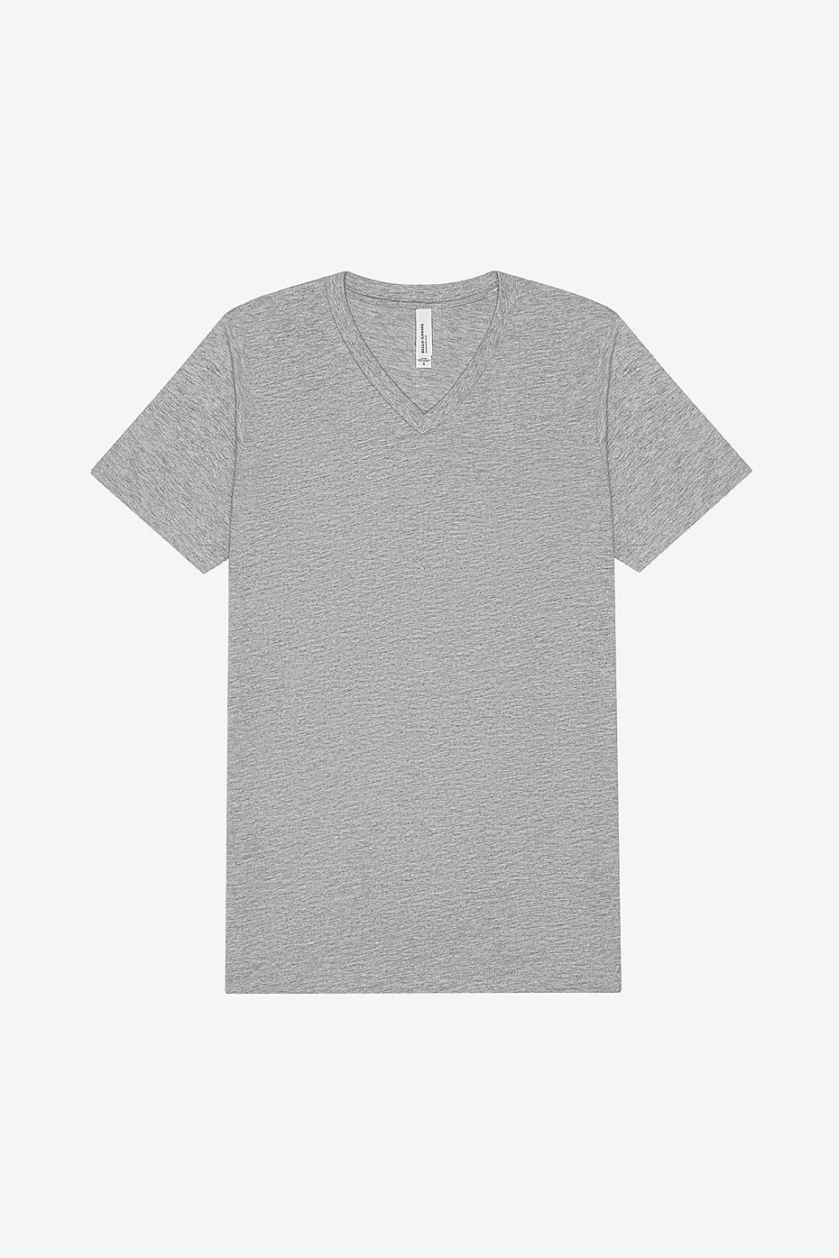 Unisex Heather CVC V-neck tee in gray with short sleeves and soft cotton blend fabric