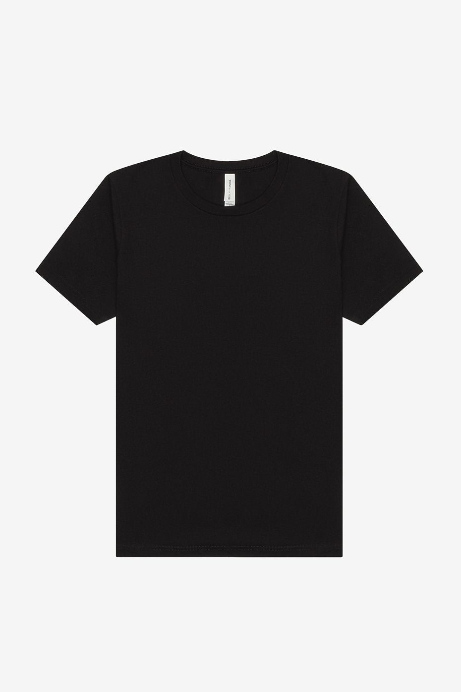Black unisex sueded tee Bella+Canvas 3301 with ultra-soft sueded feel and retail fit