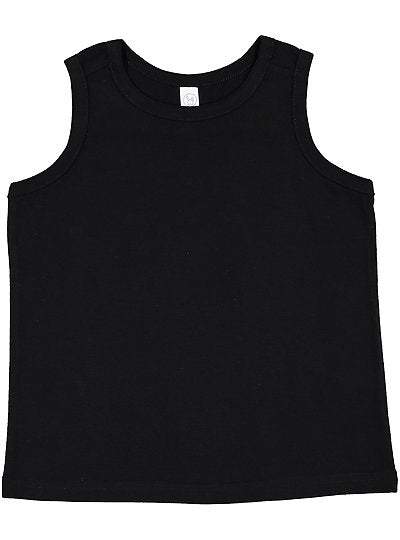 Toddler unisex tank top in black combed ringspun cotton for comfort and style