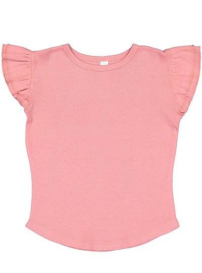 Toddler Girls Flutter Sleeve Tee  Rabbit Skins  3339
