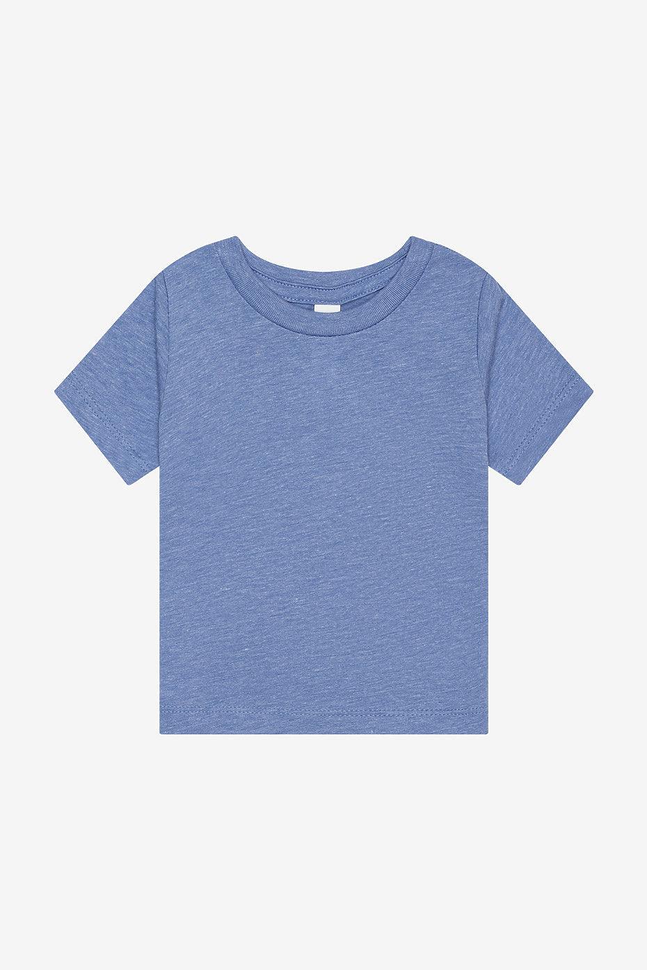 Infant Triblend short sleeve tee in blue with crew neck and modern fit for babies