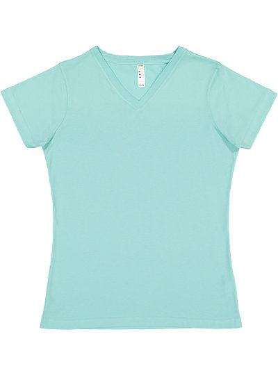 Women's V-neck Fine Jersey Tee  LAT  3507  X-SMALL, SMALL, MEDIUM, & LARGE