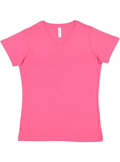 Women's V-neck Fine Jersey Tee  LAT  3507  X-SMALL, SMALL, MEDIUM, & LARGE