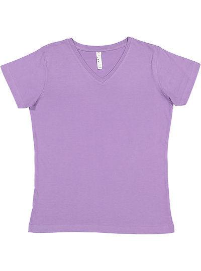 Women's V-neck Fine Jersey Tee  LAT  3507  X-SMALL, SMALL, MEDIUM, & LARGE