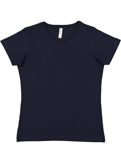 Women's V-neck Fine Jersey Tee  LAT  3507  X-SMALL, SMALL, MEDIUM, & LARGE