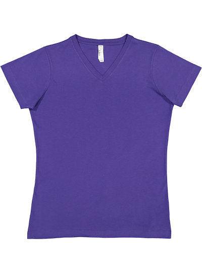 Women's V-neck Fine Jersey Tee  LAT  3507  X-SMALL, SMALL, MEDIUM, & LARGE