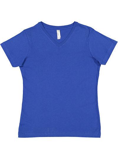 Women's V-neck Fine Jersey Tee  LAT  3507  X-SMALL, SMALL, MEDIUM, & LARGE
