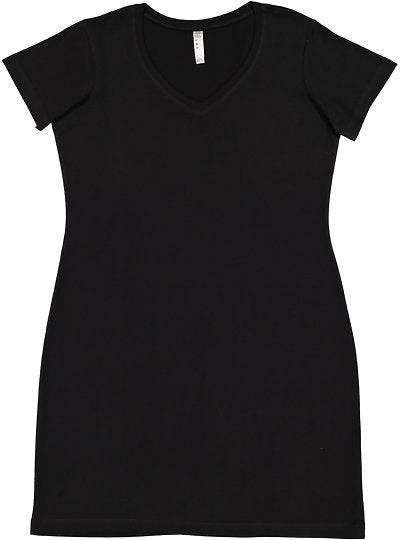 Black Women's V-neck Cover-up Dress in soft combed ringspun cotton jersey with semi-fitted silhouette