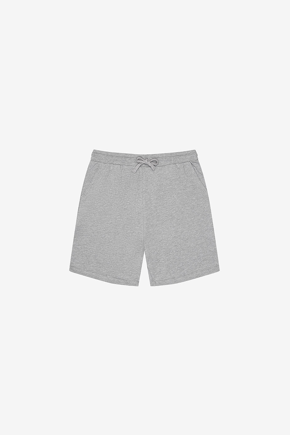 Unisex sponge fleece sweatshort in light gray with drawstring waist and side pockets