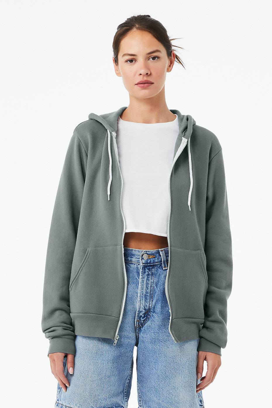 Unisex Sponge Fleece Full-Zip Hoodie  Bella+Canvas  3739  MEDIUM & LARGE