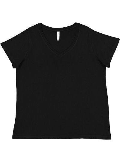 Women's Curvy V-neck Fine Jersey Tee  LAT  3817