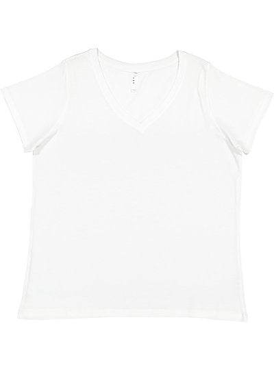 Women's Curvy V-neck Fine Jersey Tee  LAT  3817