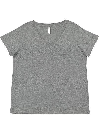 Women's Curvy V-neck Fine Jersey Tee  LAT  3817