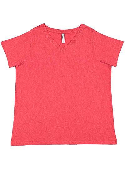 Women's Curvy V-neck Fine Jersey Tee  LAT  3817