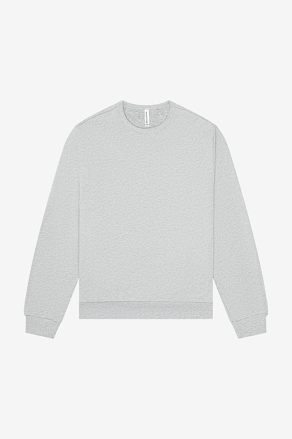 Unisex Sponge Fleece classic crewneck sweatshirt in light grey with cuffed wrists and relaxed waistband