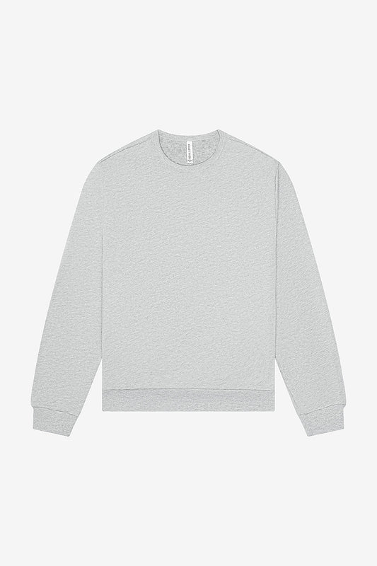 Unisex Sponge Fleece classic crewneck sweatshirt in light grey with cuffed wrists and relaxed waistband