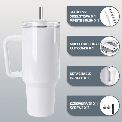 40oz Tumbler Great for those on the Go for Hot and Cold Beverages! Comes with Metal Straw & Cleaning Brush