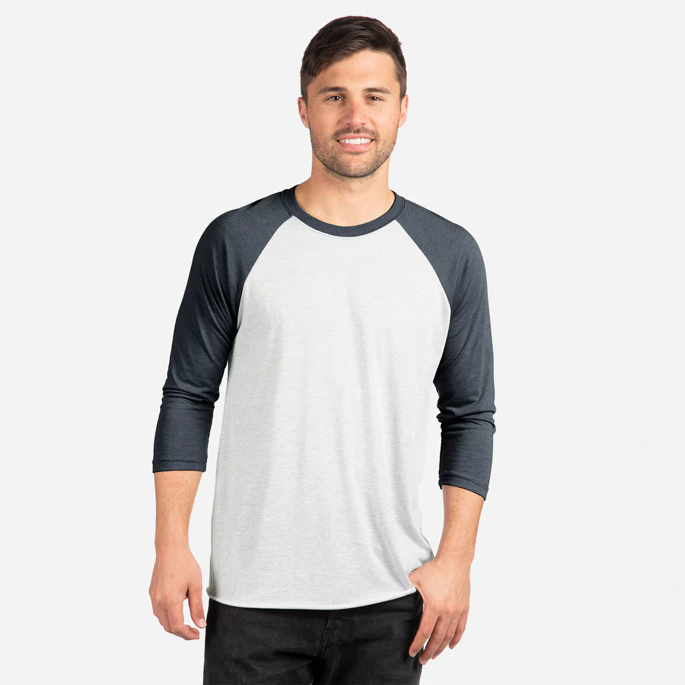 6051 Unisex Tri-Blend 3/4 Raglan T-Shirt  Next Level SIZES X-SMALL, SMALL, MEDIUM & LARGE