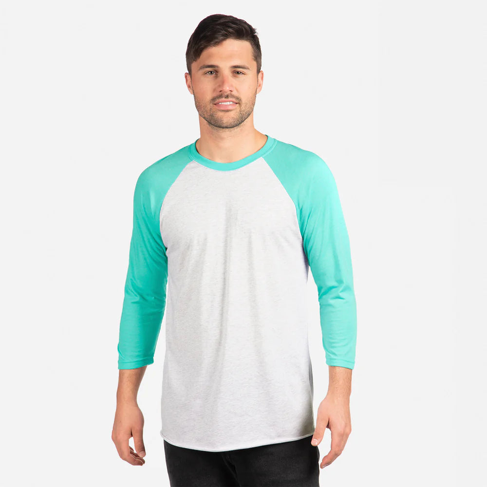 6051 Unisex Tri-Blend 3/4 Raglan T-Shirt  Next Level SIZES X-SMALL, SMALL, MEDIUM & LARGE