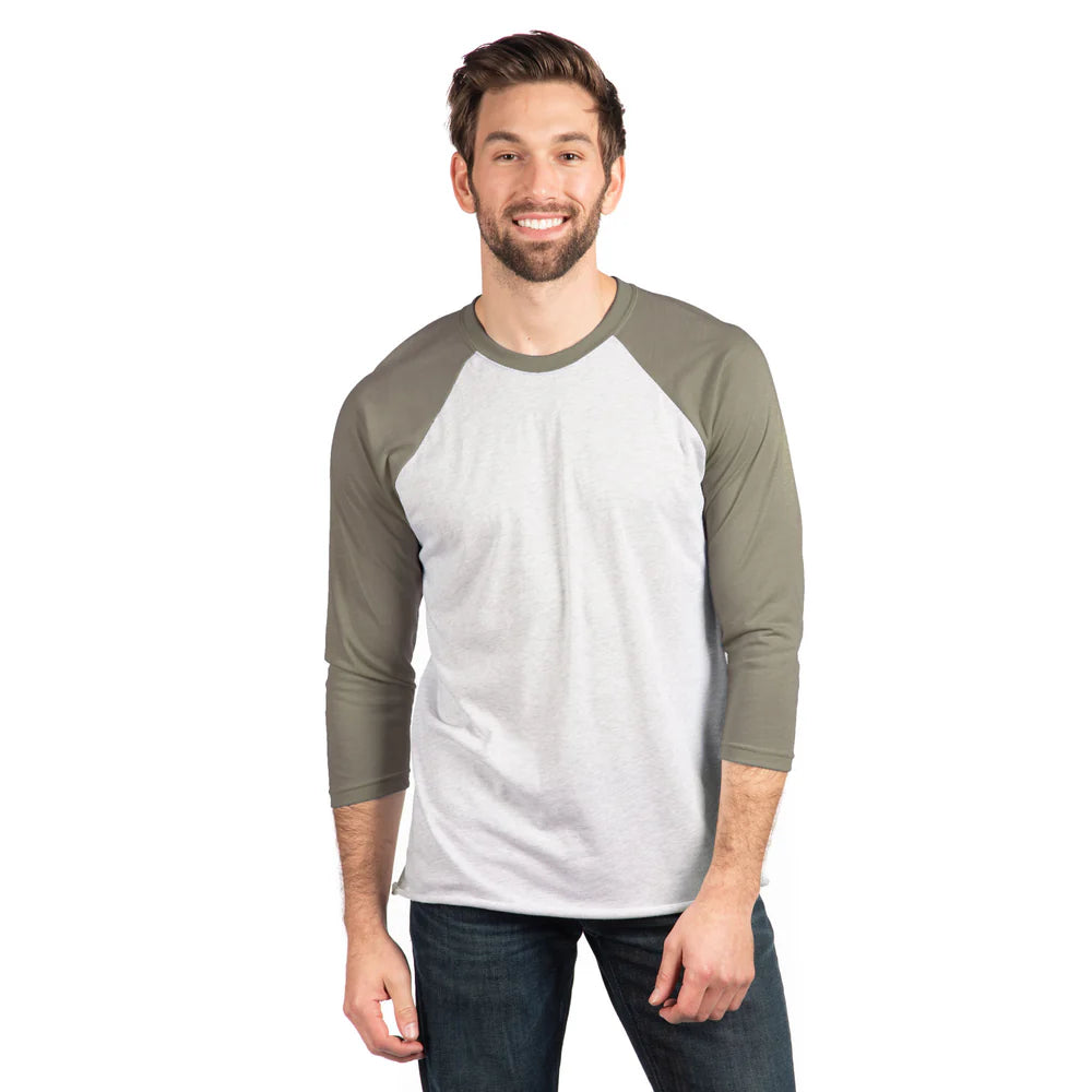 6051 Unisex Tri-Blend 3/4 Raglan T-Shirt  Next Level SIZES X-SMALL, SMALL, MEDIUM & LARGE