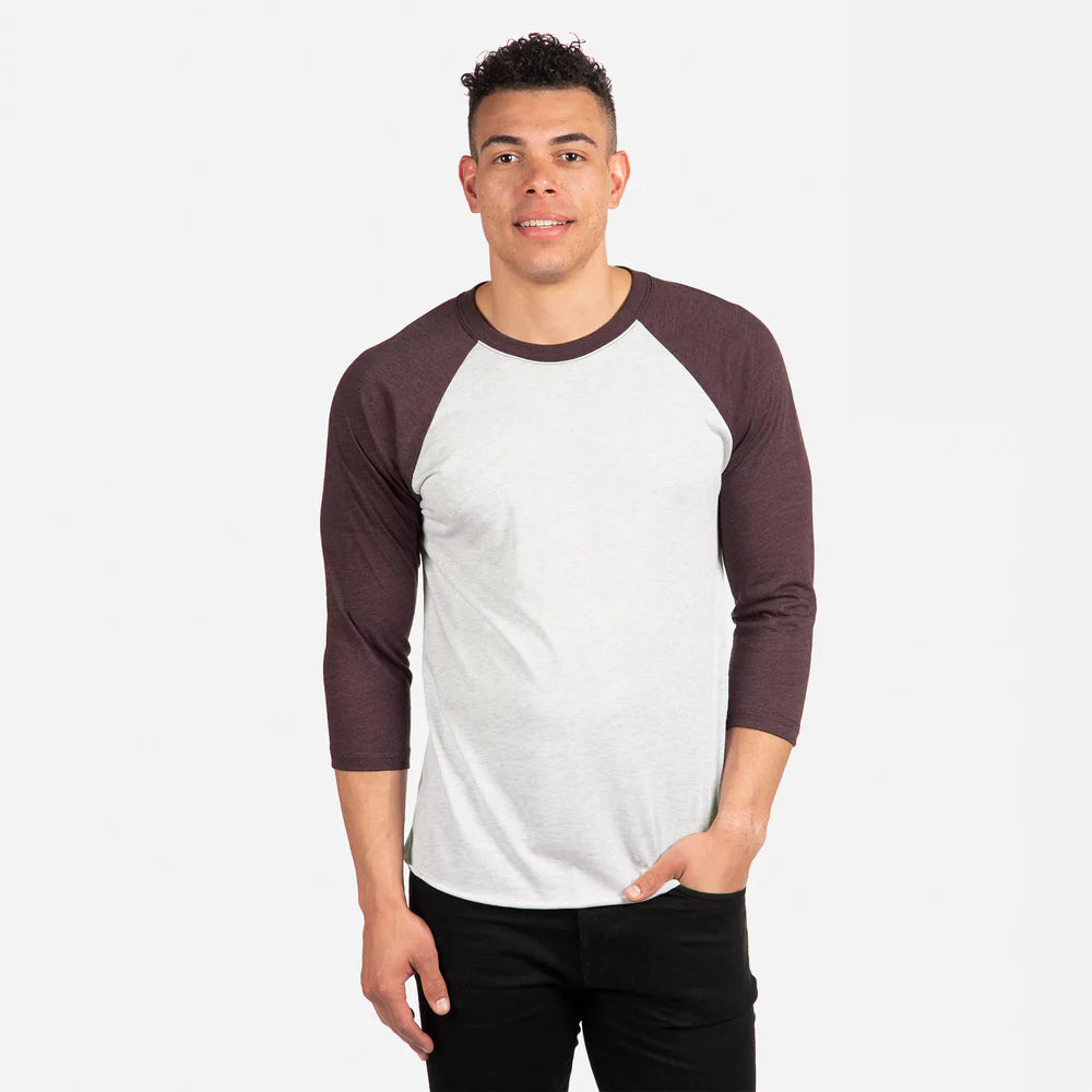 6051 Unisex Tri-Blend 3/4 Raglan T-Shirt  Next Level SIZES X-SMALL, SMALL, MEDIUM & LARGE
