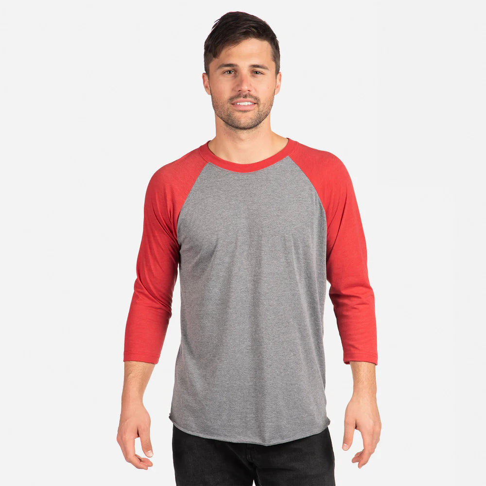 6051 Unisex Tri-Blend 3/4 Raglan T-Shirt  Next Level SIZES X-SMALL, SMALL, MEDIUM & LARGE