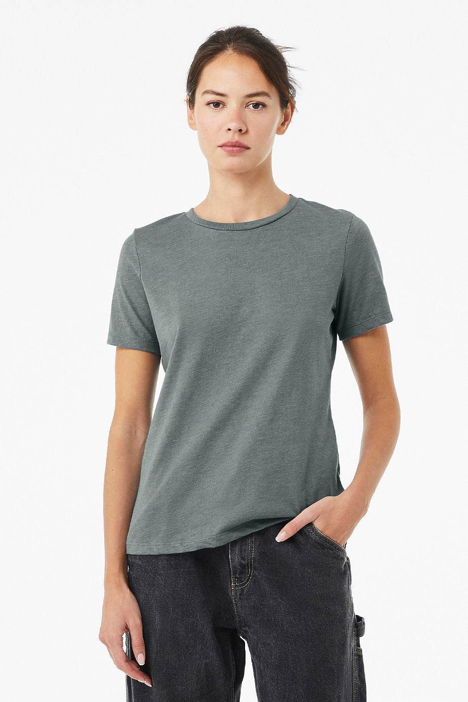 Women's relaxed heather CVC short sleeve tee casual t-shirt