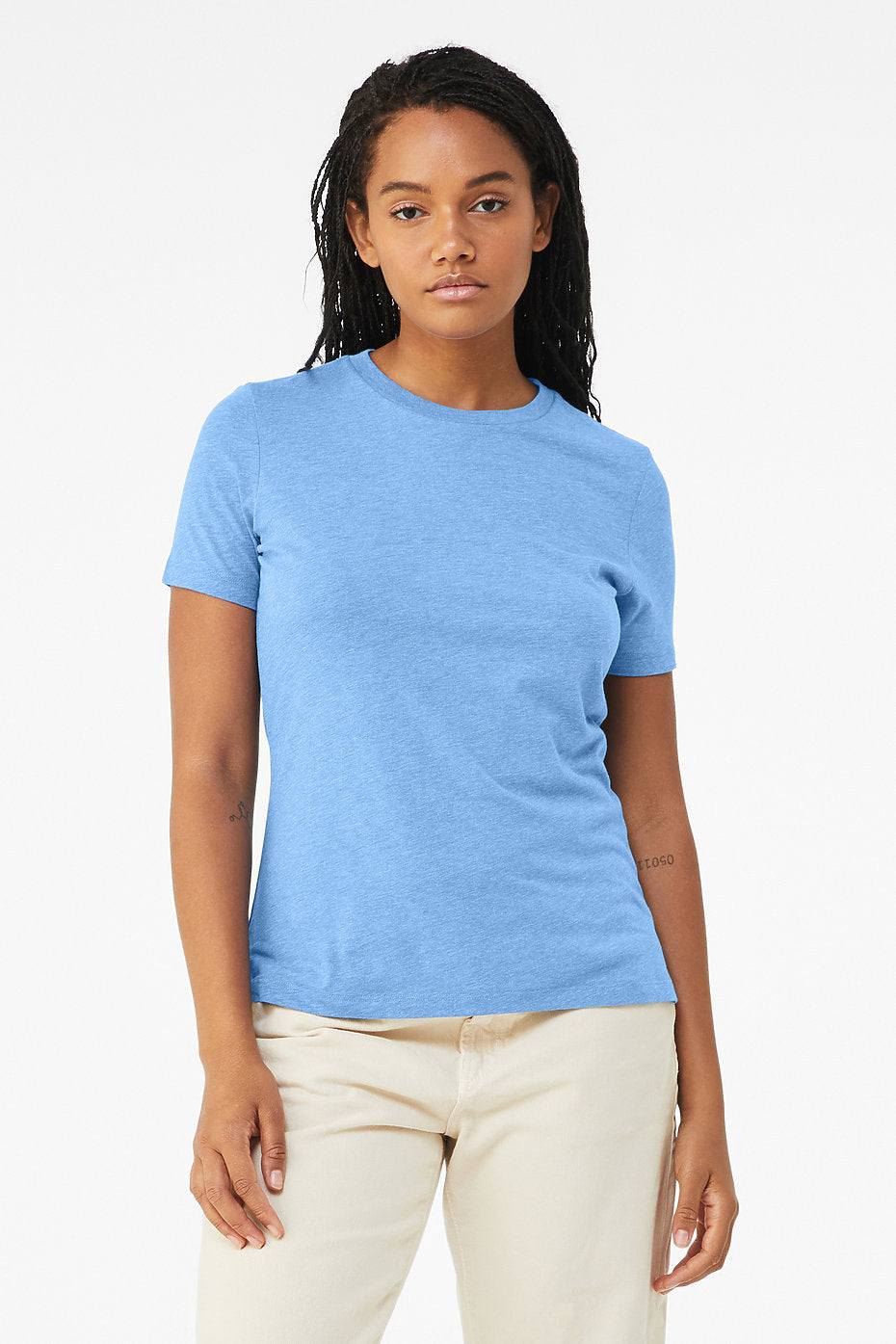 Women's relaxed heather CVC short sleeve tee casual t-shirt