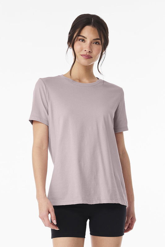 Women's Relaxed Jersey short sleeve tee in light mauve, loose fit, crew neck, 100% Airlume cotton