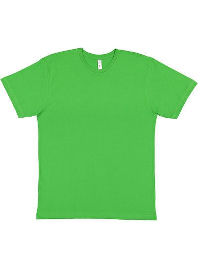 Unisex fine jersey tee in bright green with ribbed collar and soft, comfortable fit