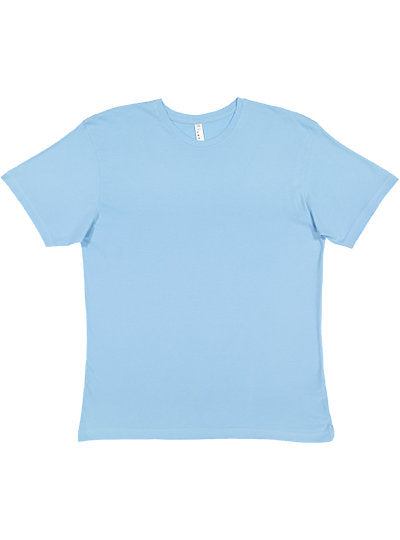 Light blue unisex fine jersey tee with crew neck and soft cotton fabric