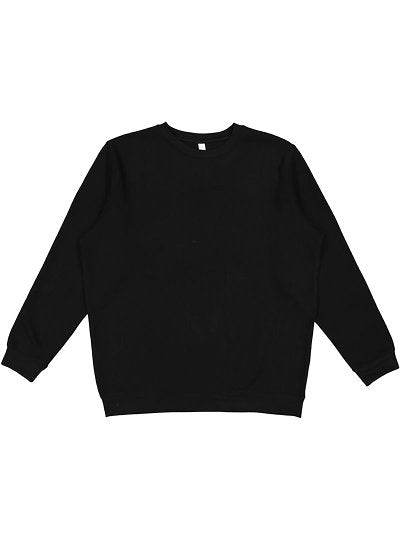 Unisex elevated fleece sweatshirt in black with ribbed cuffs and crew neck