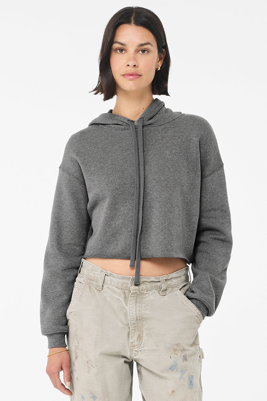 Women's stylish fleece cropped hoodie everyday outfit